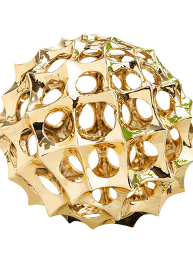 简美风样板间金色海胆客厅桌面