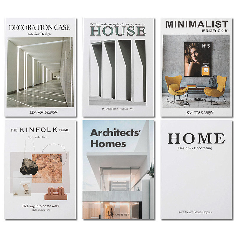 样板间书架书柜设计师款软装饰品加厚硬壳高清彩图英语外文仿真书