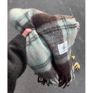 显白薄荷绿色围巾女冬季 秋冬韩系氛围感加厚保暖学生围脖 2025新款