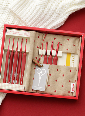 日本Tulip广岛原装TED-001红玉珊瑚红钩针粗毛线钩针一套8根