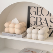 现代轻奢高档陶瓷纸巾盒创意家用客厅茶几餐巾抽纸盒摆件植绒餐桌