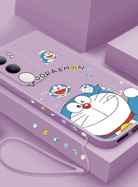 适用vivoy50手机壳卡通5G新款丫50m液态硅胶保护套viv0y镜头全包防摔高级感软壳Y5O创意可爱女款VIVO招财多啦