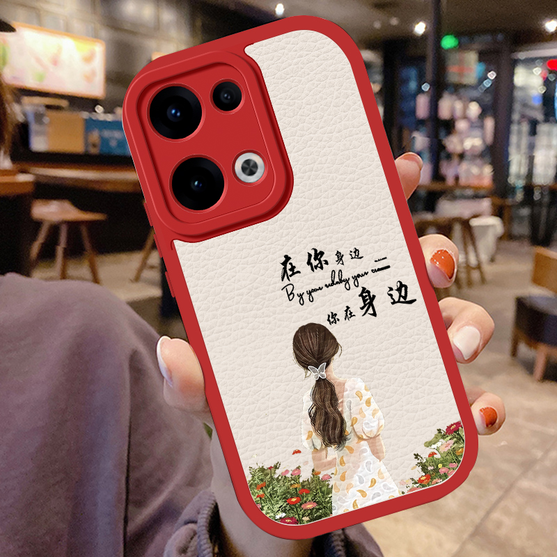 适用opporeno13手机壳新款Reno13Pro网红小羊皮硅胶软壳女款OPPO镜头全包防摔高级感13por简约保护套在你身边