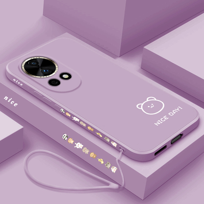 适用华为nova13手机壳新款Nova13Pro液态硅胶软壳n0va镜头全包防摔13por网红女生novo简约个性保护套线条熊