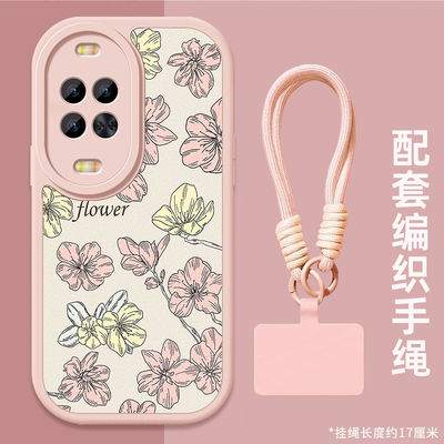 适用RealmeGTNeo6手机壳新款真我GTNeo5SE小羊皮硅胶软壳女款手挂绳neo3镜头全包防摔Neo2T网红保护套淡雅花