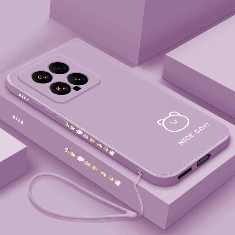 适用小米14pro手机壳新款xiaomi14小兔小熊保护套mi十四镜头全包防摔小米14可爱女款外壳mi14pro液态硅胶简约