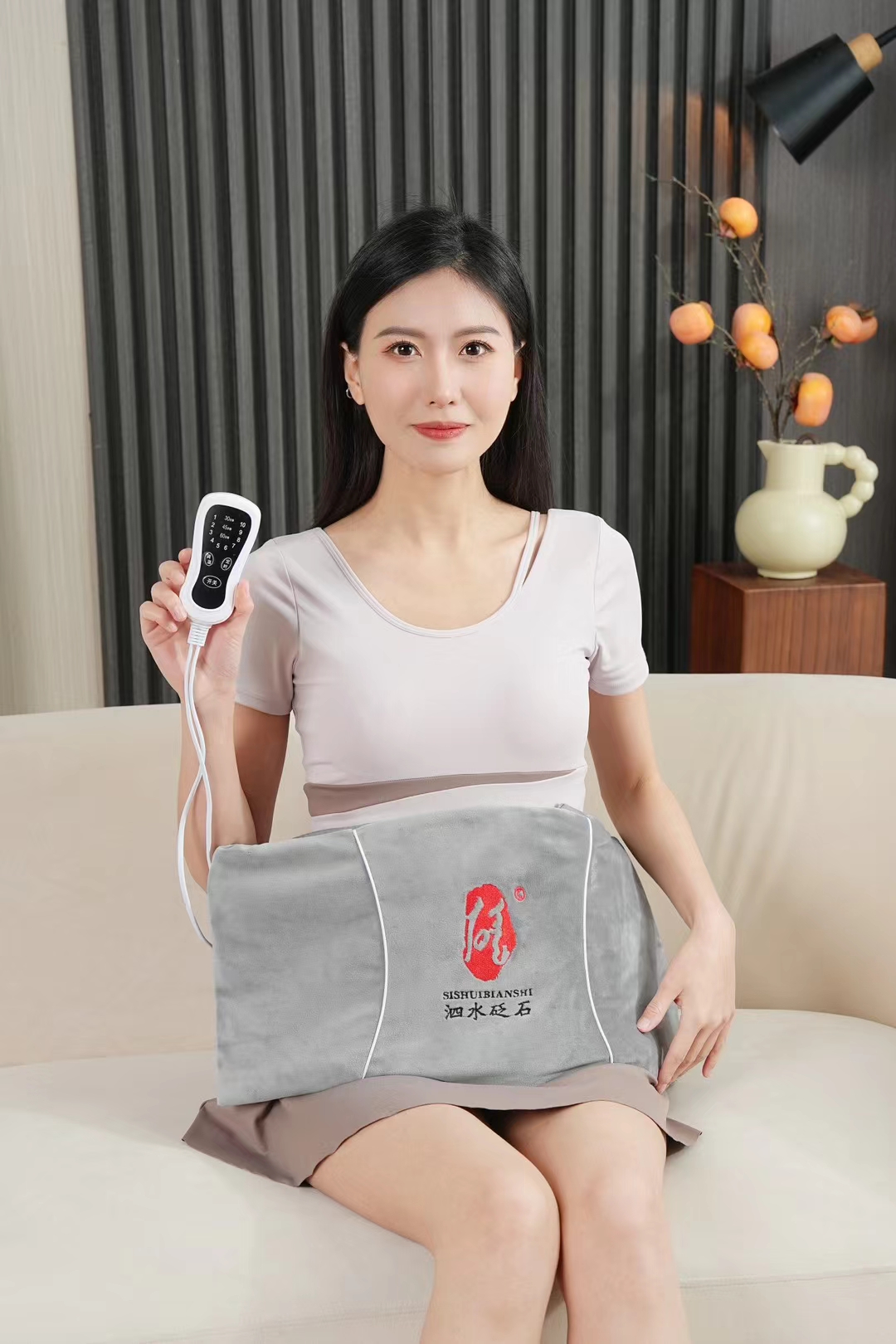 天然泗滨砭石热敷袋加热腰带暖宫暖胃护腰砭石颗粒理疗袋电热围腰