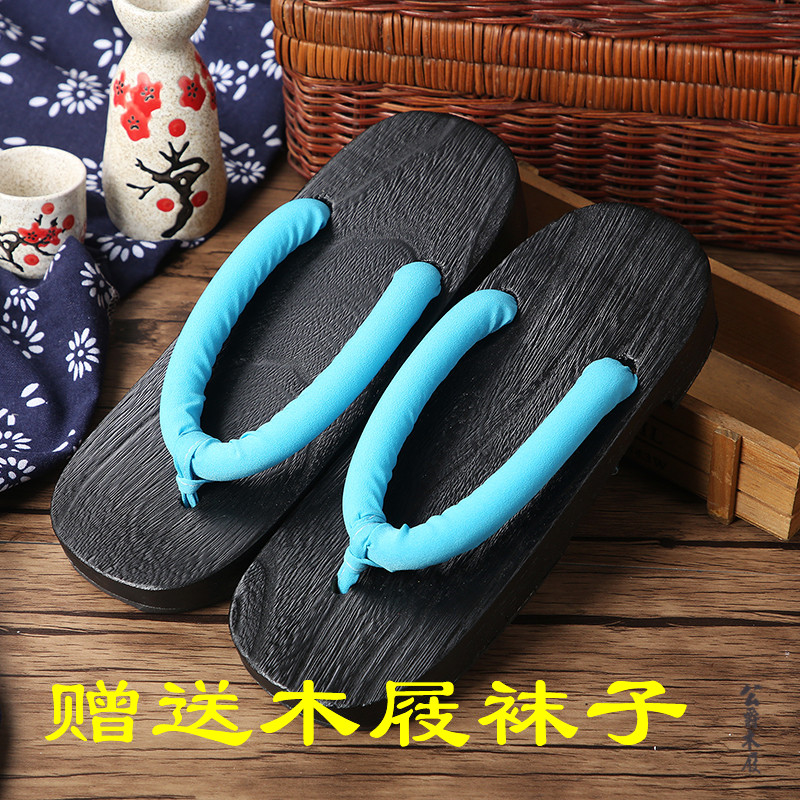 晚晚同款日式风和服绒面手作木屐图片