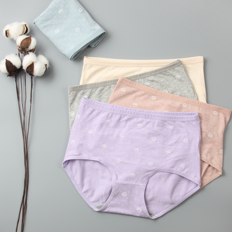 印花中腰大码学生全棉质三角裤