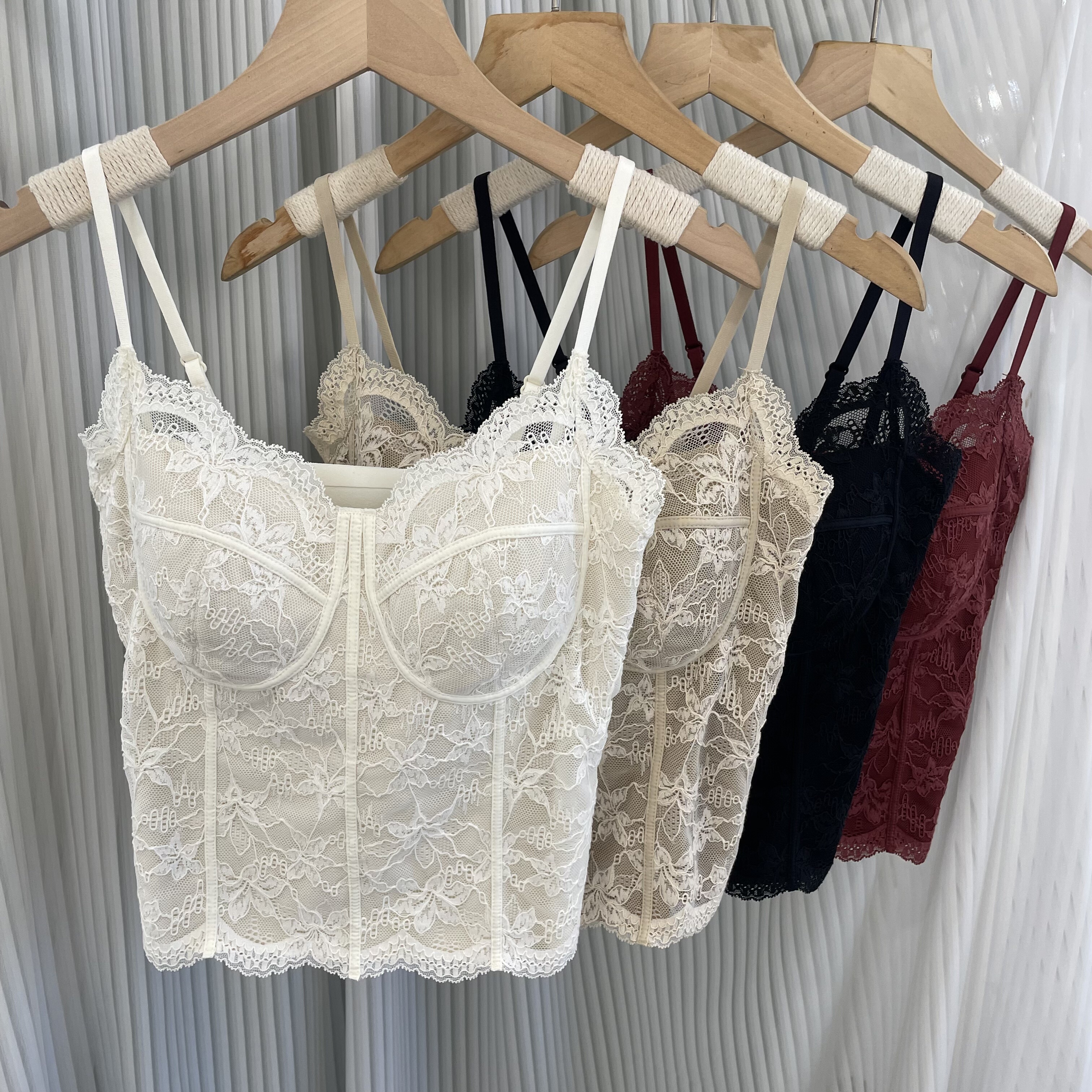 早秋6100性感纯欲蕾丝美背吊带背心高质感带胸垫内衣显瘦打底上衣