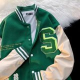 2025秋季新款毛呢棒球服字母刺绣夹克港风宽松棒球外套JK123-P60，男装夹克，星座1703A-1