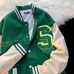 2025秋季新款毛呢棒球服字母刺绣夹克港风宽松棒球外套JK123-P60图片