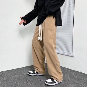 2025秋季新款手工编织抽绳卫裤男宽松直筒ins高街阔腿裤潮Z52-P30图片