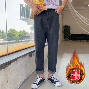 21年牛仔裤宽松男士休闲长裤子秋冬季韩版潮流九分裤潮9285R-P40
