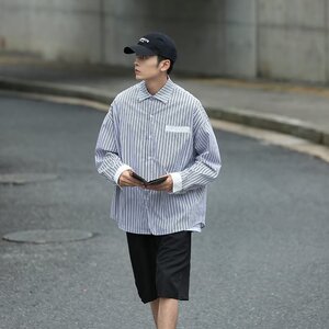 2025秋季新款cityboy竖条纹衬衫日系宽松长袖衬衣外套男C6034-P28图片