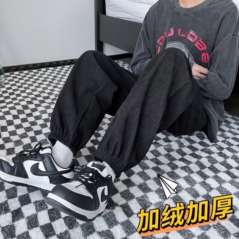 2025秋冬新款加绒宽松阔腿裤潮牌ins情侣加厚休闲裤KZ12429-P35,男装卫衣,星座1703A-1