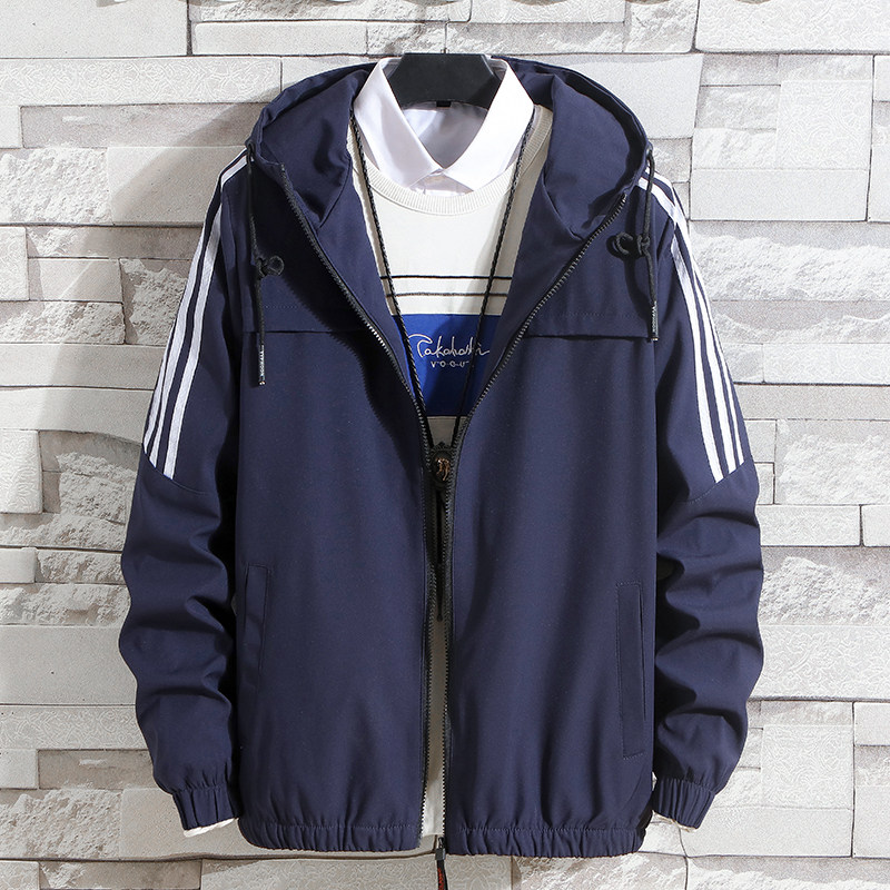 21年秋季ins港简约潮三条杠男士韩版潮流连帽外套JK652-P28，女装短外套，星座1703A-1