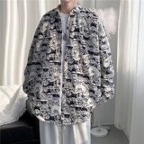 2025秋冬季新款港风宽松休闲痞帅chic潮流印花设计感衬衣CS21-P30，男装衬衫，星座1703A-1