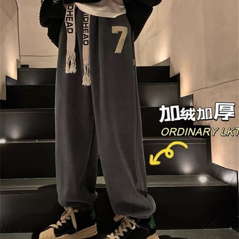 秋冬季微弹裤子休闲潮流运动束脚裤帅气长裤AK73-常规P25加绒P35,男装卫衣,星座1703A-1