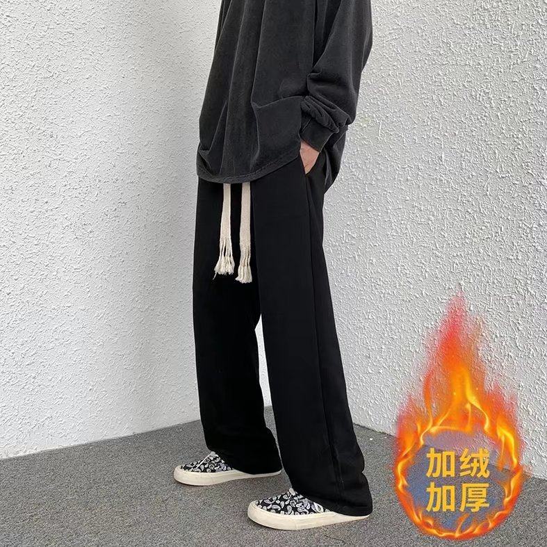 2025年秋冬季潮牌抽绳直筒运动裤加绒宽松拖地裤子K2128加绒-P25，女装休闲裤，星座1703A-1