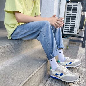 21年秋季 ins 港风宽松直筒时尚潮流百搭九分工装牛仔裤K545-P30图片