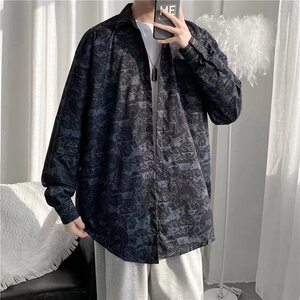 2025秋冬季新款港风宽松休闲痞帅chic潮流印花设计感衬衣CS21-P30图片