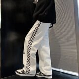 2025秋季新款小众高级感棋盘格裤子高街ins潮格子阔腿裤KZ24-P28，男装休闲裤，星座1703A-1