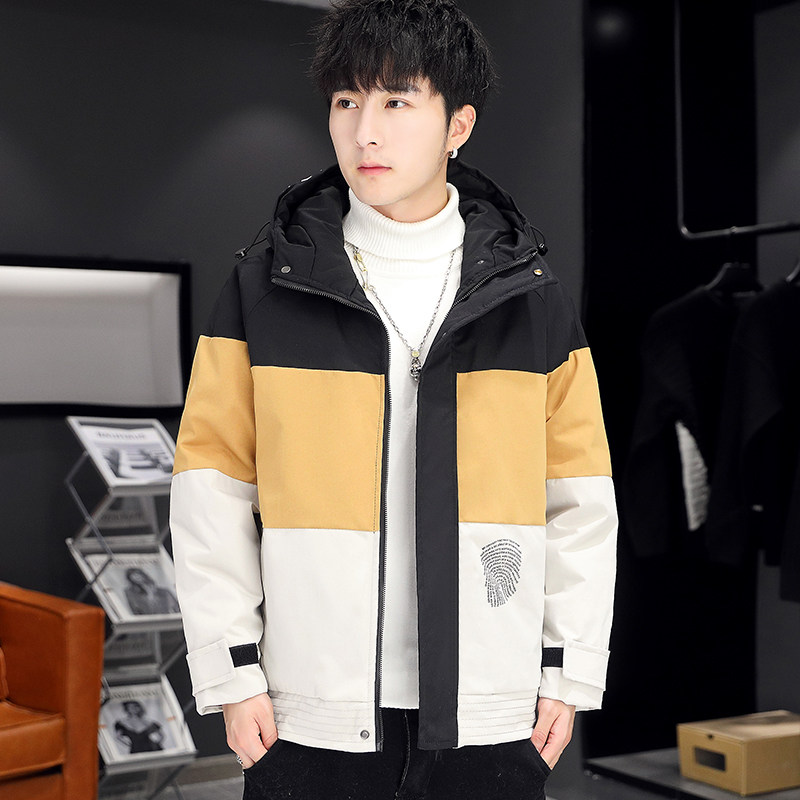 2025新款冬季潮流时尚休闲拼接棉服男士帅气连帽棉服MY199-P90图片