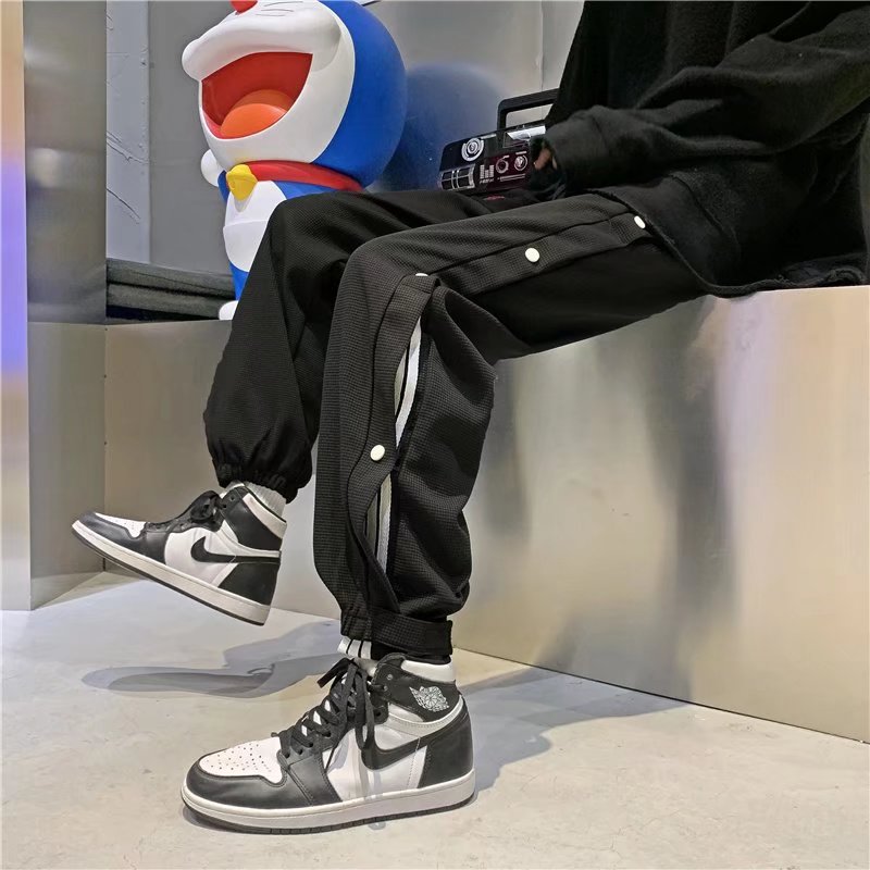2025春秋季新款排扣裤潮痞帅宽松潮牌华夫格束脚卫裤KZ0630-P30,男装休闲裤,星座1703A-1