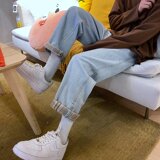 2025秋季新款复古翻边格子男士牛仔裤潮流直筒九分裤NZ888-P35，男装牛仔裤，星座1703A-1