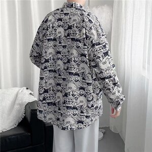 2025秋冬季新款港风宽松休闲痞帅chic潮流印花设计感衬衣CS21-P30图片