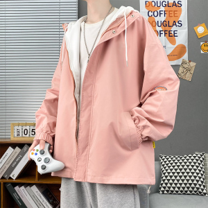 秋季宽松连帽假两件工装夹克情侣休闲帅气上衣外套男JK2122-P50图片