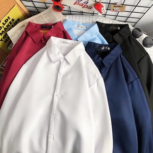 大力主推 5618A加绒-P28冬季男士修身长袖衬衫加厚商务男纯色衬衣图片