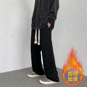 2025年秋冬季潮牌抽绳直筒运动裤加绒宽松拖地裤子K2128加绒-P25图片