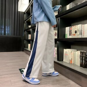 2025春秋新款排扣运动裤男拼接宽松休闲裤港风ins潮牌长裤K70-P35图片