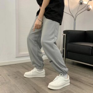 2025春季新款韩版华夫格休闲裤boy百搭潮流束脚长裤K23609-P28图片