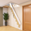 整体阁楼实木折叠楼梯家用室内隐形贴墙收缩壁挂式 伸缩梯单身公寓