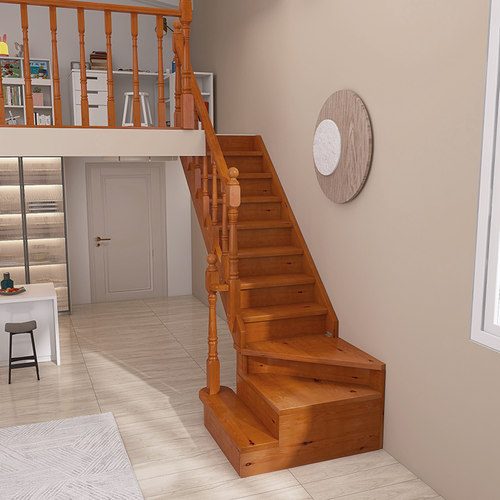 定制整体全实木阁楼楼梯旋转工厂