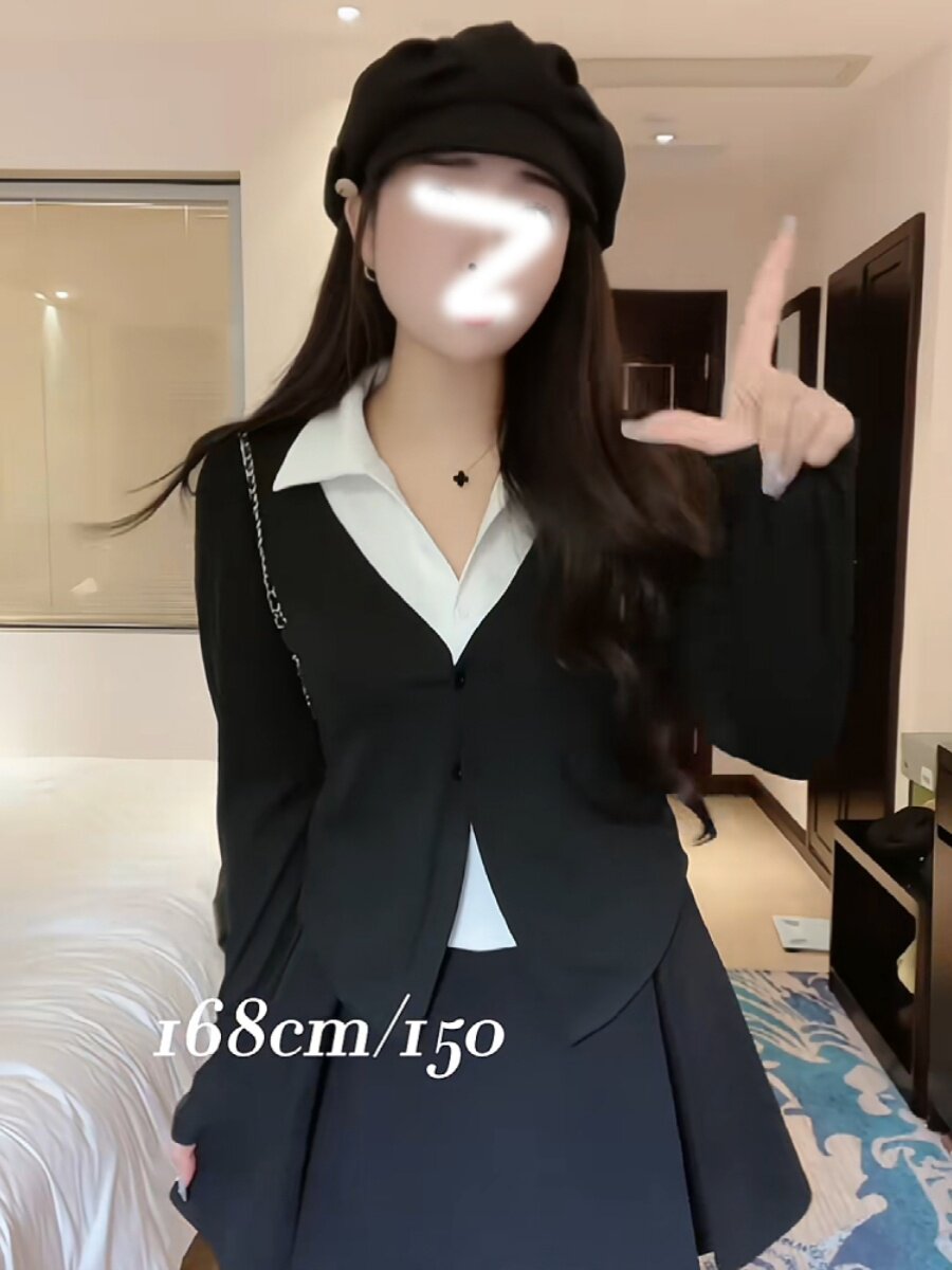 플러스 사이즈 가을 겨울 새로운 디자인 지방 MM 커버 가짜 투피스 탑 여성 하이 웨이스트 슬리밍 A 라인 스커트 정장