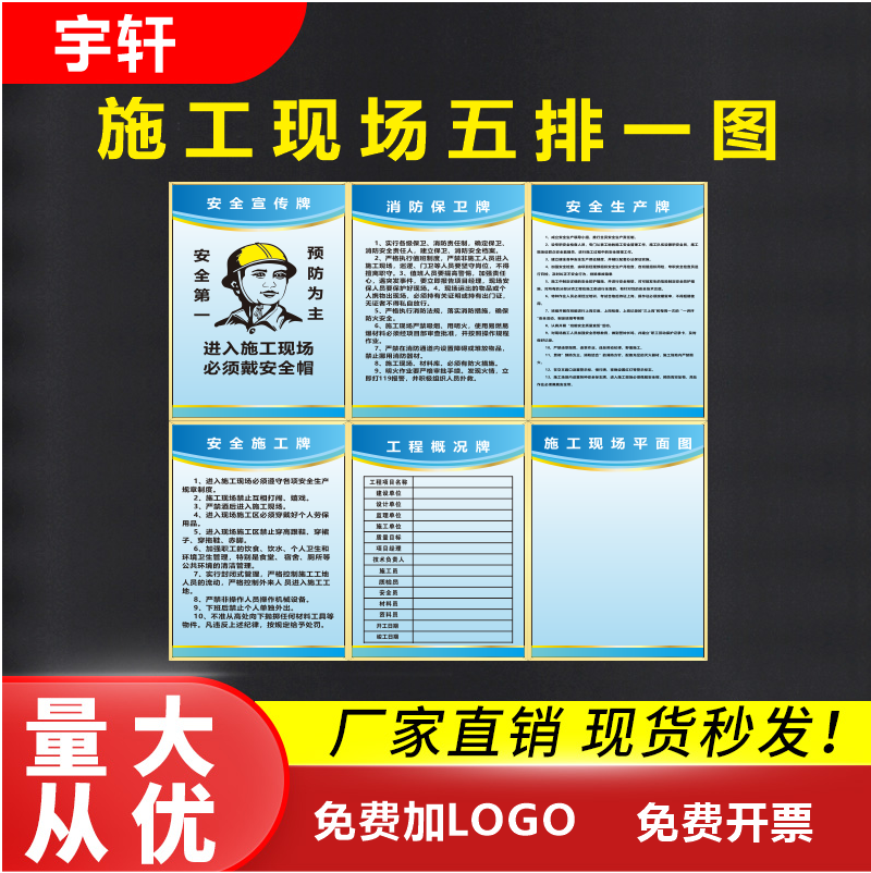 建筑工地项目部八大员岗位职责任规章管理制度牌施工现场五牌一图