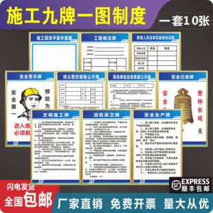 建筑工地九牌一图公示牌五牌一图标识牌文明施工安全保卫牌八大员