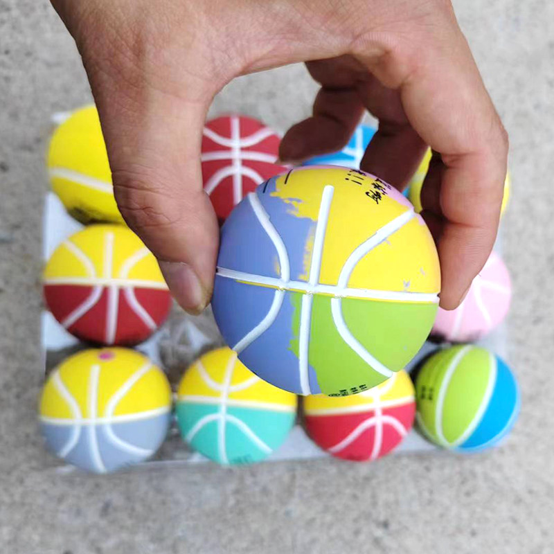儿童6厘米迷你小篮球橡胶免充气空心球泄压解闷玩具高弹力拍拍球