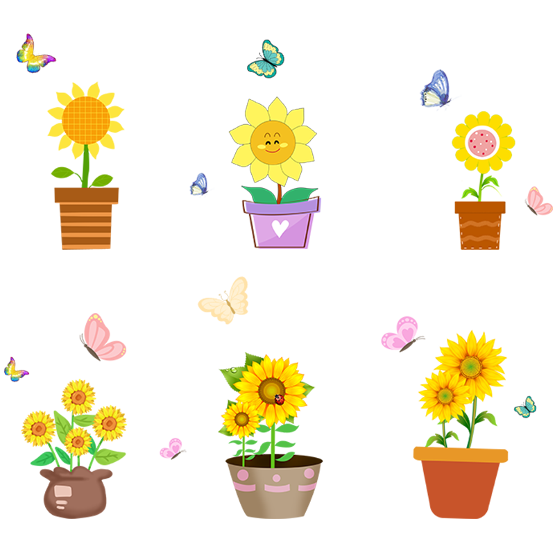 怡然之家向阳花玻璃贴纸