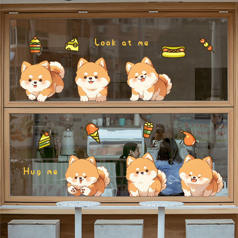 橱窗装饰狗狗贴纸防水静电贴画