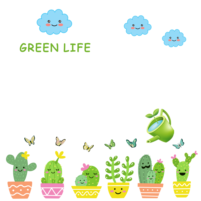 绿植盆景透明玻璃装饰贴画