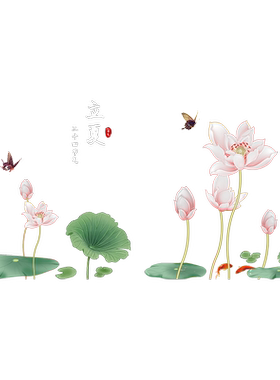 荷花厨房浴室装饰透明玻璃贴画