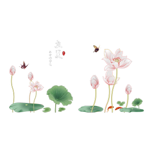 荷花厨房浴室装饰透明玻璃贴画