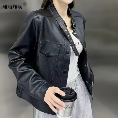 韩版网红皮衣外套女短款2026春季新款时尚甜美小个子机车服皮夹克