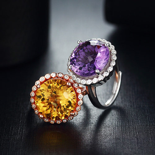 天然宝石招财旺夫紫水晶戒指