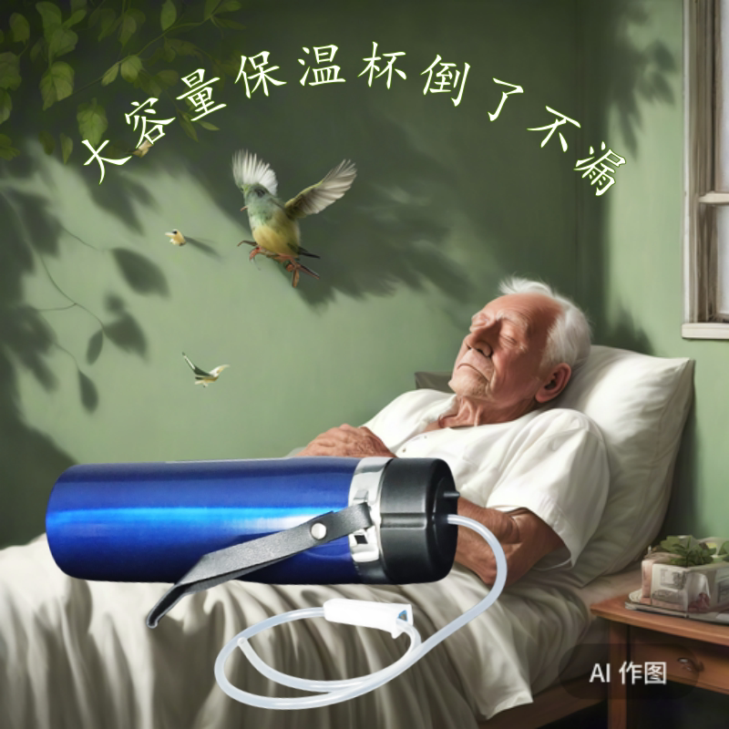 老人病瘫痪卧床躺着喝水释手免开保冷/保温杯